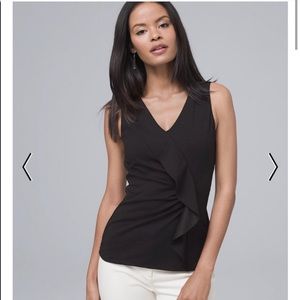 White House Black Market crepe ruffle shell top